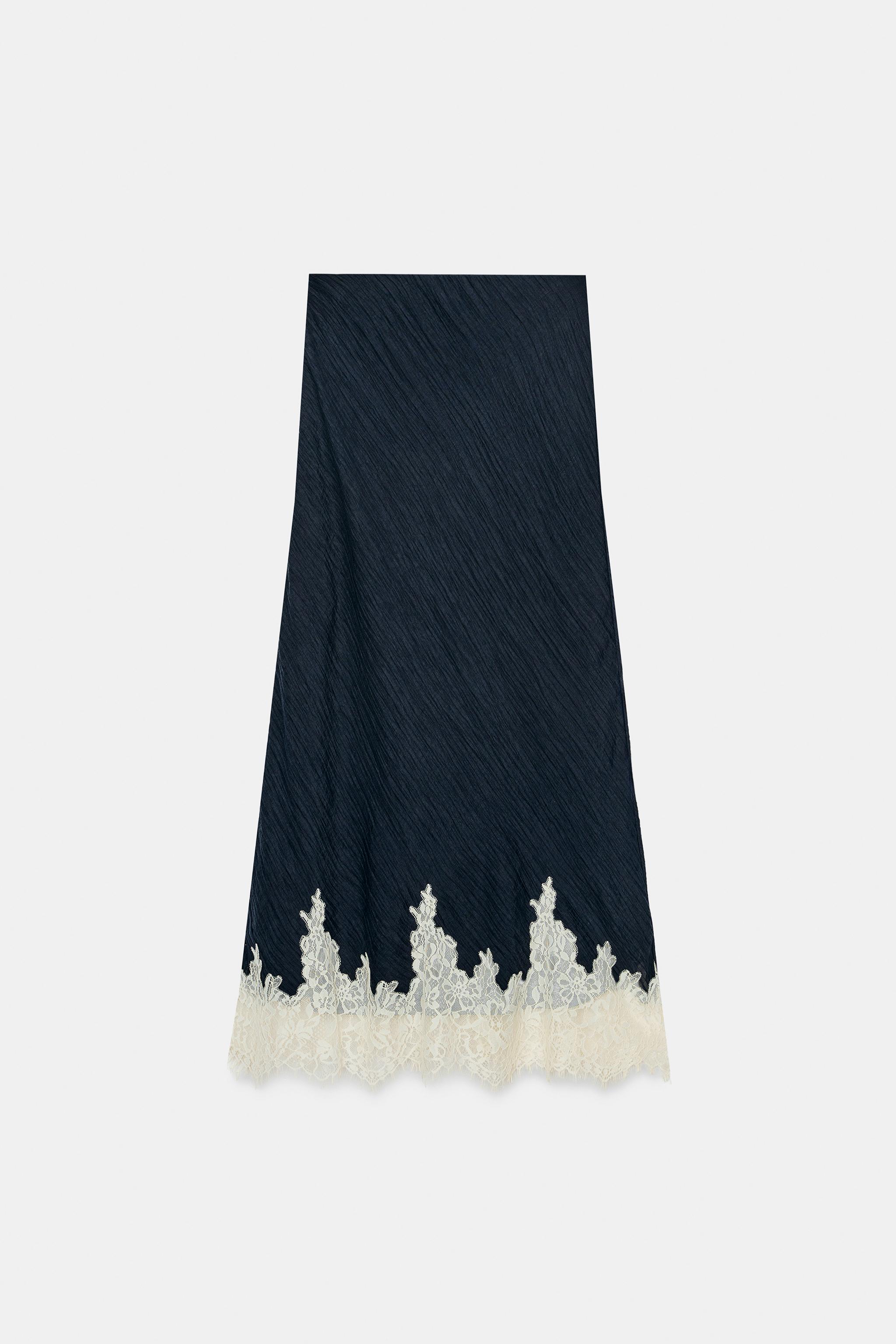 LACE TRIM MIDI SKIRT